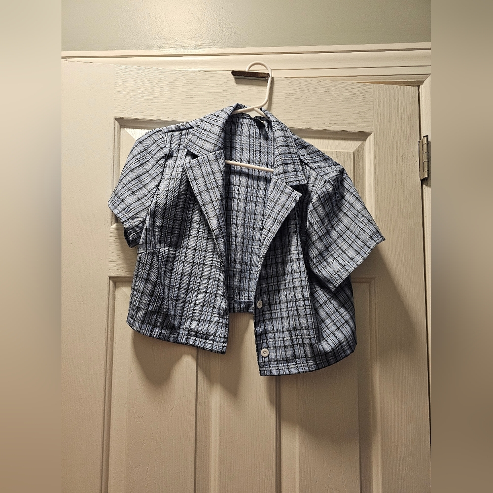 Cropped Striped Button Down Shirt